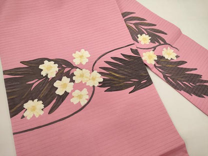 平和屋着物＊夏物　絽塩瀬　九寸名古屋帯　作家物　ろうけつ染め　草花文　正絹　逸品　DABH1737cd
