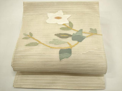 平和屋着物＊夏物　八寸名古屋帯　絽綴れ　枝花文　金糸　正絹　逸品　DABH1740cd