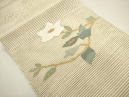 平和屋着物＊夏物　八寸名古屋帯　絽綴れ　枝花文　金糸　正絹　逸品　DABH1740cd