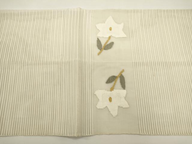 平和屋着物＊夏物　八寸名古屋帯　絽綴れ　枝花文　金糸　正絹　逸品　DABH1740cd