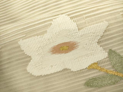 平和屋着物＊夏物　八寸名古屋帯　絽綴れ　枝花文　金糸　正絹　逸品　DABH1740cd