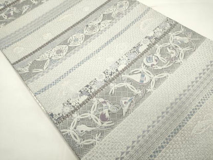 平和屋着物▽両面　六通柄袋帯　スリーシーズン　春夏秋　宝尽くし　正絹　逸品　DABH1747cd