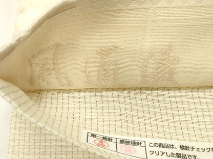 平和屋着物▽六通柄袋帯　スリーシーズン　春夏秋　風通織　花唐草文　ぜんまい紬使用　正絹　逸品　DABH1748cd
