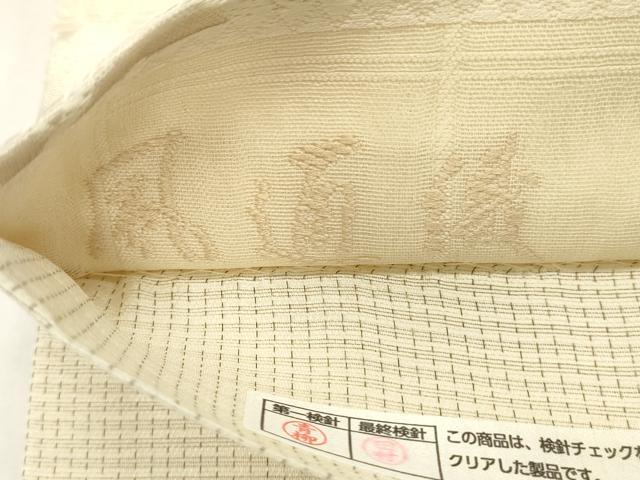 平和屋着物▽六通柄袋帯　スリーシーズン　春夏秋　風通織　花唐草文　ぜんまい紬使用　正絹　逸品　DABH1748cd