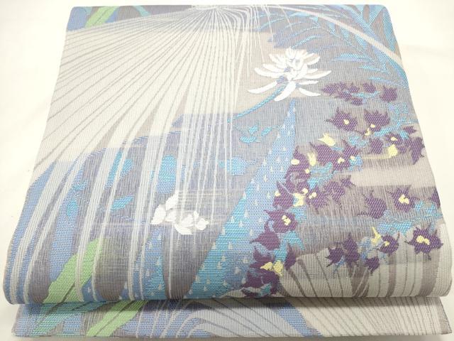 平和屋着物▽六通柄袋帯　スリーシーズン　春夏秋　草花文　BANKANわものや　正絹　逸品　DABH1749cd