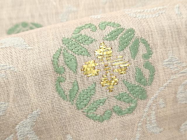 平和屋着物▽両方向　両面　全通柄袋帯　スリーシーズン　春夏秋　名物裂文　月のしらべ　金糸　正絹　逸品　DABH1751cd