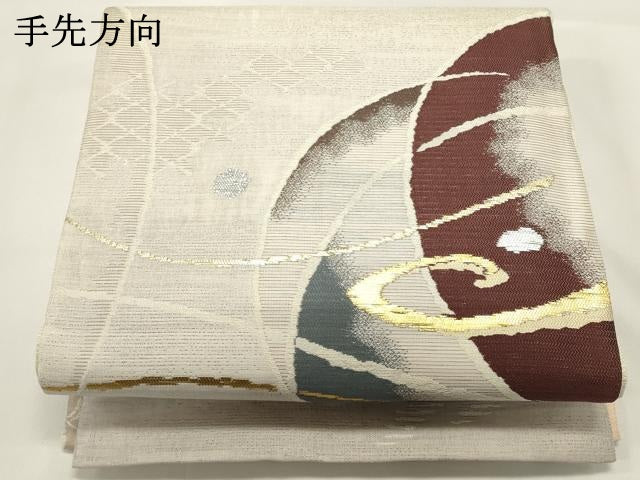 平和屋着物▽両方向　両面　全通柄袋帯　スリーシーズン　春夏秋　名物裂文　月のしらべ　金糸　正絹　逸品　DABH1751cd