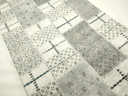 平和屋着物▽両面　六通柄袋帯　スリーシーズン　春夏秋　変わり格子　正絹　逸品　DABH1752cd