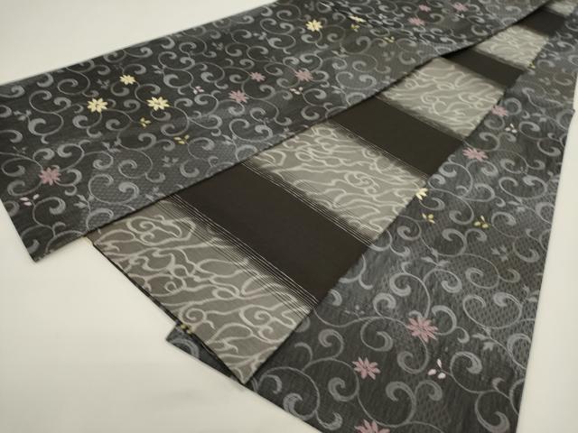 平和屋着物▽両面　全通柄袋帯　スリーシーズン　春夏秋　唐織　花唐草文　正絹　逸品　DABH1757cd