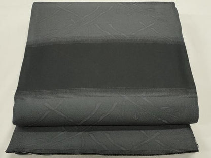 平和屋着物▽両面　六通柄袋帯　スリーシーズン　春夏秋　青海波花文　宝尽くし　黒地　銀糸　正絹　逸品　DABH1758cd