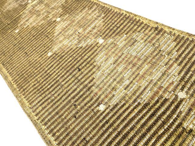 平和屋着物▽六通柄袋帯　スリーシーズン　春夏秋　菱文　金糸　正絹　逸品　DABH1769cd