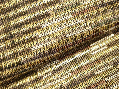 平和屋着物▽六通柄袋帯　スリーシーズン　春夏秋　菱文　金糸　正絹　逸品　DABH1769cd