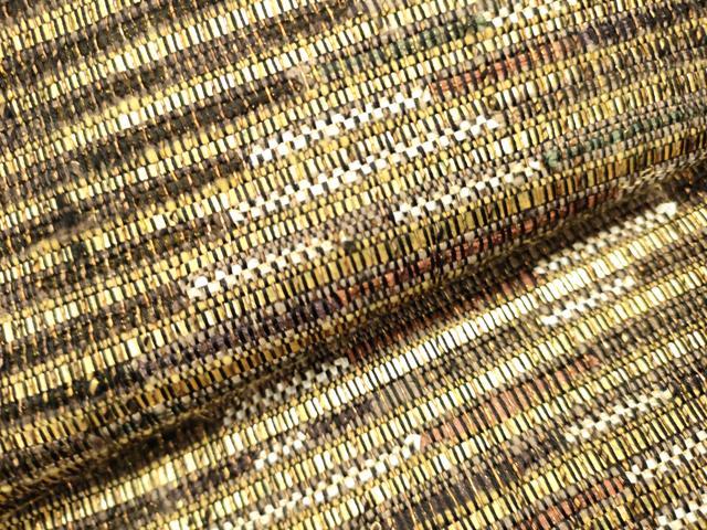 平和屋着物▽六通柄袋帯　スリーシーズン　春夏秋　菱文　金糸　正絹　逸品　DABH1769cd