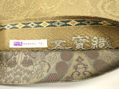 平和屋着物▽両面　六通柄袋帯　スリーシーズン　春夏秋　五寶織　抽象文様　金糸　さが美扱い　正絹　逸品　DABH1771cd