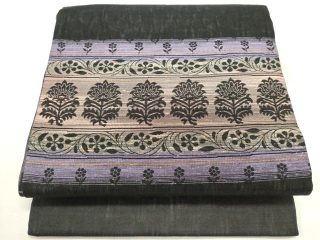 平和屋着物▽両面　全通柄袋帯　スリーシーズン　春夏秋　横段花文　正絹　逸品　DABH1774cd