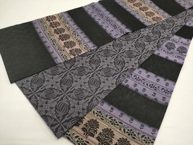 平和屋着物▽両面　全通柄袋帯　スリーシーズン　春夏秋　横段花文　正絹　逸品　DABH1774cd