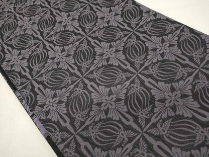 平和屋着物▽両面　全通柄袋帯　スリーシーズン　春夏秋　横段花文　正絹　逸品　DABH1774cd
