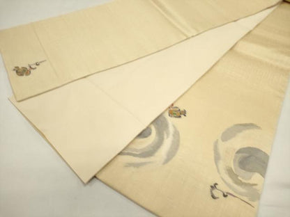 平和屋着物▽太鼓柄袋帯　スリーシーズン　春夏秋　すくい織　抽象文　正絹　逸品　DABH1775cd