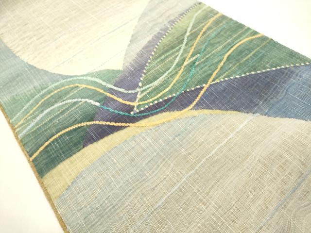 平和屋着物▽太鼓柄袋帯　スリーシーズン　春夏秋　すくい織　流水文　正絹　逸品　DABH1776cd