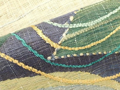 平和屋着物▽太鼓柄袋帯　スリーシーズン　春夏秋　すくい織　流水文　正絹　逸品　DABH1776cd