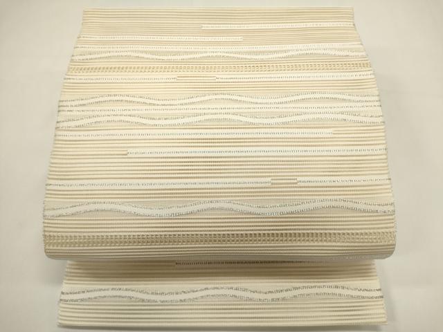平和屋着物＊夏物　八寸名古屋帯　絽綴れ　横段文　銀糸　正絹　逸品　DABH1779cd