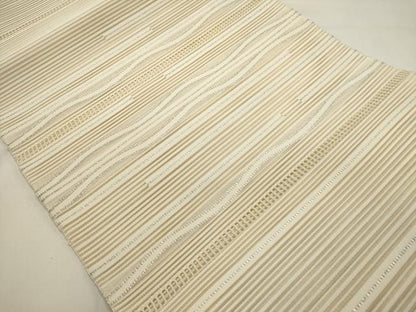 平和屋着物＊夏物　八寸名古屋帯　絽綴れ　横段文　銀糸　正絹　逸品　DABH1779cd