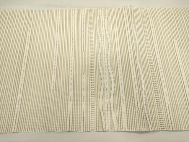 平和屋着物＊夏物　八寸名古屋帯　絽綴れ　横段文　銀糸　正絹　逸品　DABH1779cd