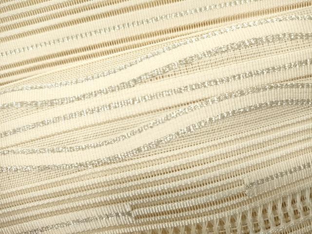 平和屋着物＊夏物　八寸名古屋帯　絽綴れ　横段文　銀糸　正絹　逸品　DABH1779cd