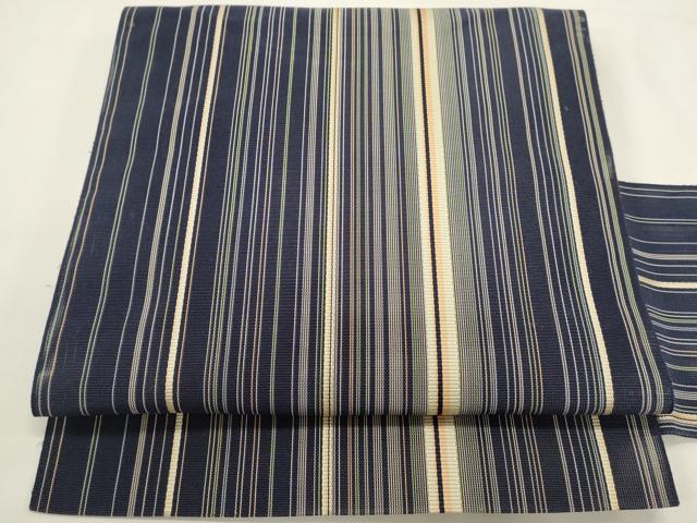 平和屋着物＊夏物　本場筑前博多織　八寸名古屋帯　間道　正絹　逸品　DABH1780cd