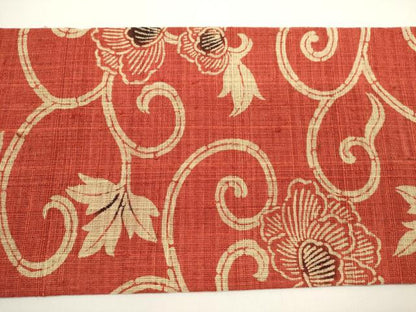 平和屋着物＊夏物　全通柄九寸名古屋帯　型染め　花唐草文　正絹　逸品　DABH1784cd