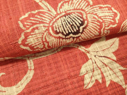 平和屋着物＊夏物　全通柄九寸名古屋帯　型染め　花唐草文　正絹　逸品　DABH1784cd