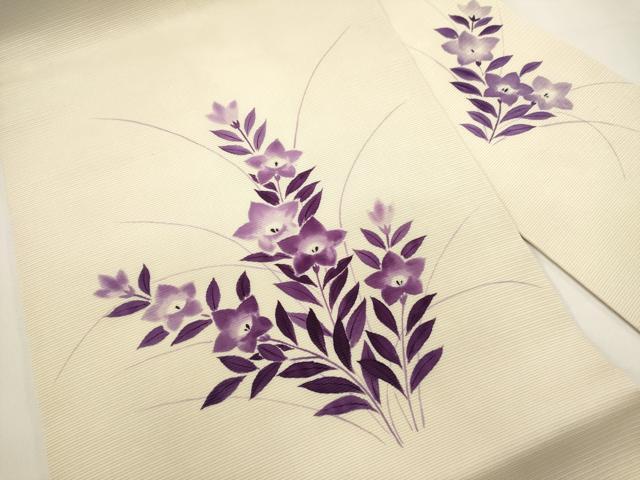 平和屋着物＊夏物　絽塩瀬　九寸名古屋帯　手描き　枝花文　桔梗　正絹　逸品　DABH1794cd
