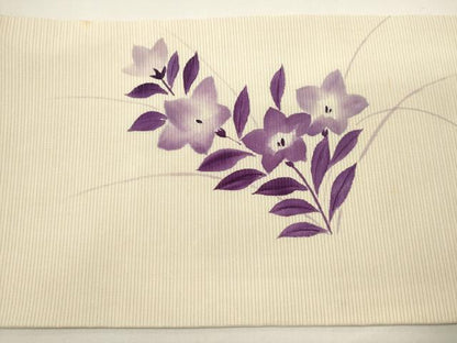 平和屋着物＊夏物　絽塩瀬　九寸名古屋帯　手描き　枝花文　桔梗　正絹　逸品　DABH1794cd