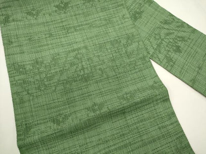 平和屋着物＊夏物　八寸名古屋帯　抽象文様　柳染色　DABH1799cd