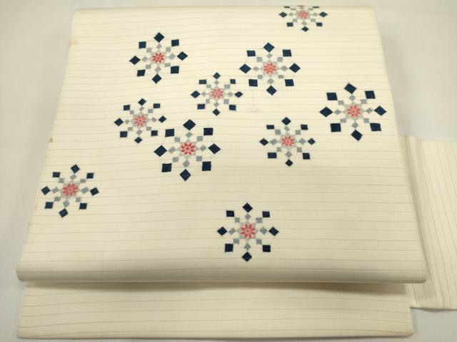 平和屋着物＊夏物　絽塩瀬　九寸名古屋帯　舞花文　銀彩　正絹　逸品　DABH1801cd