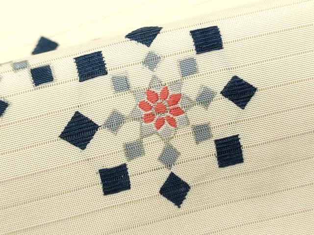 平和屋着物＊夏物　絽塩瀬　九寸名古屋帯　舞花文　銀彩　正絹　逸品　DABH1801cd