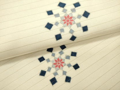 平和屋着物＊夏物　絽塩瀬　九寸名古屋帯　舞花文　銀彩　正絹　逸品　DABH1801cd