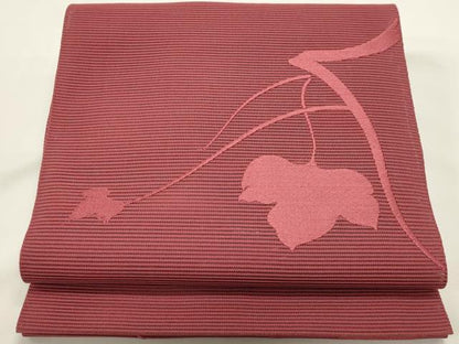 平和屋着物＊夏物　八寸名古屋帯　絽綴れ　枝葉文　今様色　正絹　逸品　DABH1803cd
