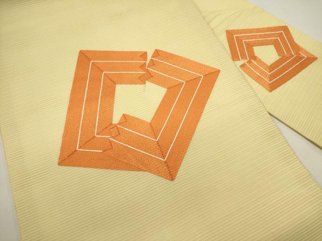 平和屋着物＊夏物　九寸名古屋帯　総刺繍　抽象文様　正絹　逸品　DABH1805cd