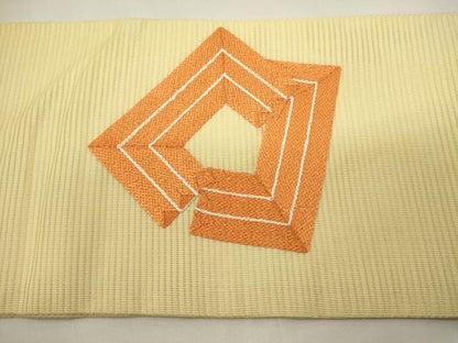 平和屋着物＊夏物　九寸名古屋帯　総刺繍　抽象文様　正絹　逸品　DABH1805cd
