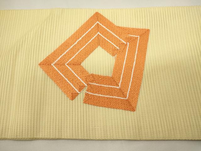 平和屋着物＊夏物　九寸名古屋帯　総刺繍　抽象文様　正絹　逸品　DABH1805cd