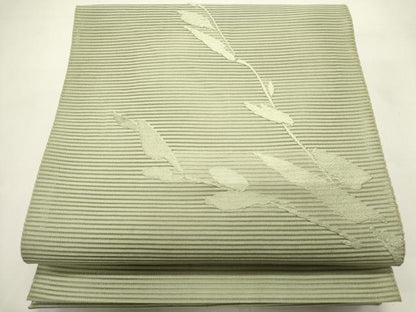 平和屋着物＊夏物　八寸名古屋帯　絽綴れ　草葉文　裏葉柳色　正絹　逸品　DABH1808cd