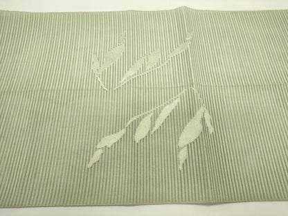 平和屋着物＊夏物　八寸名古屋帯　絽綴れ　草葉文　裏葉柳色　正絹　逸品　DABH1808cd