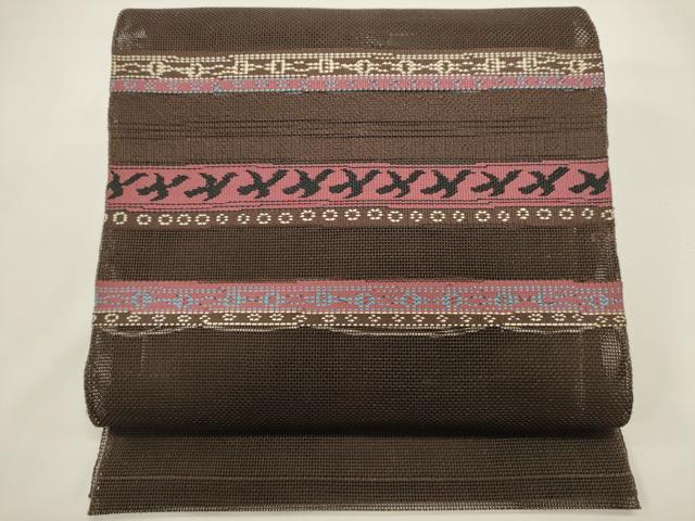 平和屋着物＊夏物　八寸名古屋帯　横段飛鳥文　正絹　逸品　DABH1809cd