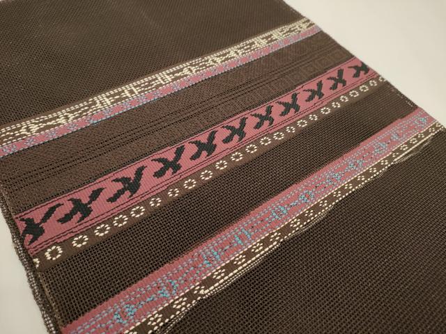 平和屋着物＊夏物　八寸名古屋帯　横段飛鳥文　正絹　逸品　DABH1809cd