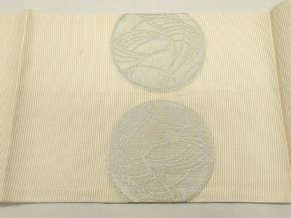 平和屋着物＊夏物　九寸開き名古屋帯　抽象文様　銀糸　正絹　逸品　DABH1812cd