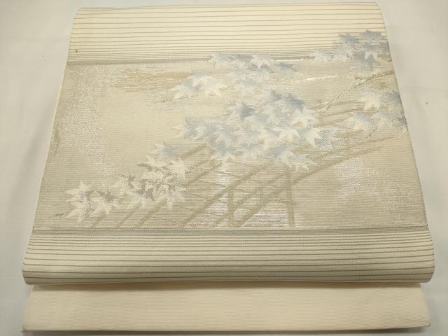 平和屋着物＊夏物　九寸開き名古屋帯　渡橋花文　金銀糸　正絹　逸品　DABH1817cd