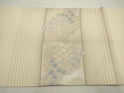 平和屋着物＊夏物　九寸開き名古屋帯　渡橋花文　金銀糸　正絹　逸品　DABH1817cd