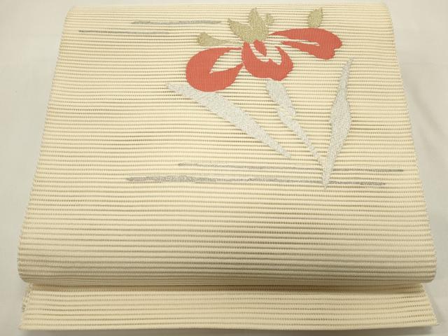 平和屋着物＊夏物　八寸名古屋帯　絽綴れ　杜若　カキツバタ　金銀糸　正絹　逸品　DABH1820cd