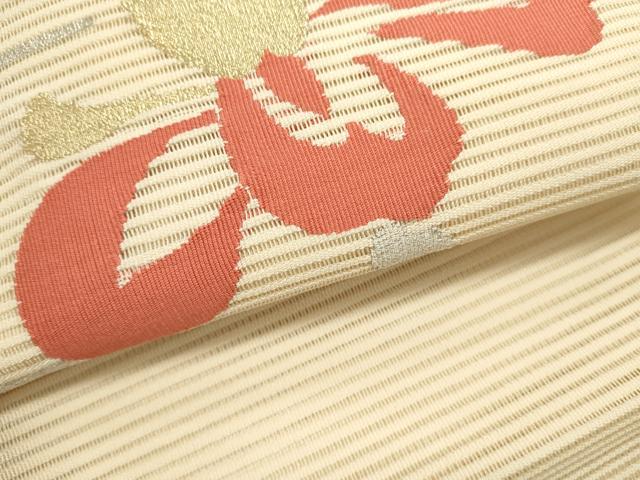 平和屋着物＊夏物　八寸名古屋帯　絽綴れ　杜若　カキツバタ　金銀糸　正絹　逸品　DABH1820cd